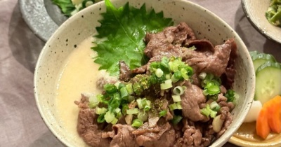 牛とろろ丼の夜ごはん
