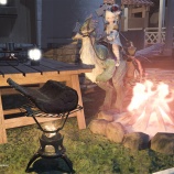 『【FF14】アウトドア・ハンターストーブとハンターキャンプチェアで素敵なお庭に(≧▽≦) 2025年FF14&モンハンコラボ Lv100クエスト「白き来訪者」報酬【FFXIV】』の画像