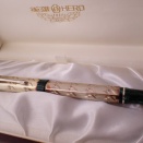 HERO万年筆のリスト「1」1001　緑マーブル銀８角軸　18K　4