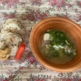 昼ご飯　コープで買った魚屋本気のまかない汁