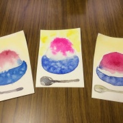 暑いので 汗 透明水彩画伏見教室de かき氷 イラスト ｅｔｃ 水彩的生活kurokawaの透明水彩画