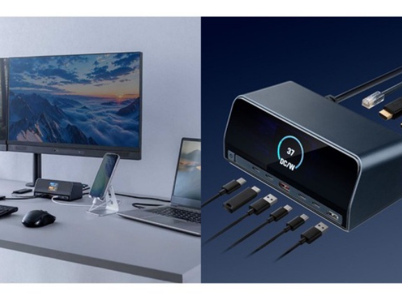デスク周りをすっきり集約！電源内蔵・液晶搭載のUSB-Cドッキングステーション