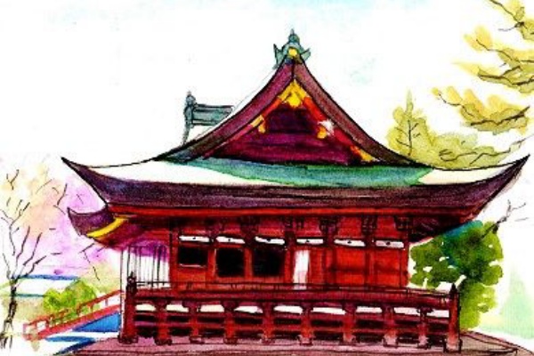 風景画　タイ　チエンマイ　お寺　水彩画2枚もの 風景画二枚 （風景画 タイ チエンマイの゙お寺 水彩画 2枚もの