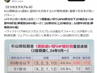 【ヴィクトリアマイルの有力馬診断(杉山晴厩舎の勝負調教パターンに該当のエリカエクスプレス)】&馬場考察&先週のレースレベルとバイアス&次走チェック馬「冬馬のマテンロウレオ」