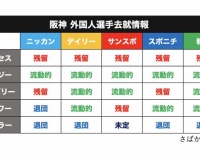 【画像】阪神外国人選手の去就情報がこちらｗｗｗ