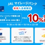 『楽天リーベイツ JAL航空券購入は10％の高還元！JMB新規入会特典』の画像