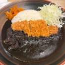 とんでん 26#048 北海道発和食レストランでライス進むイカ墨入り富良野産ロースかつ黒カレー
