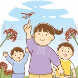 『【クリップアート】彼岸花と子どもたちのイラスト』の画像