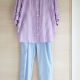 『五部袖っていいな♪と思う50代、夏と秋の混ざったコーデ』の画像