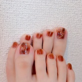 【フットネイル】キラキラべっ甲ネイル