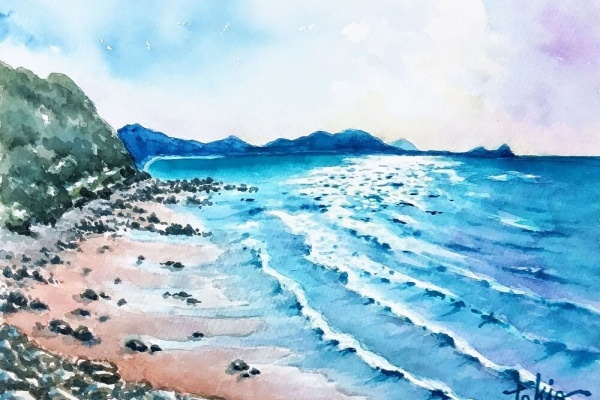 利尻、礼文島、稚内の透明水彩画。18×26㎝。 利尻、礼文島、稚内の透明水彩画。18×26㎝。