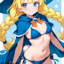 【AIイラスト】ウサギの女の子「パシフィカちゃん」の水着姿　※おへそが見えるバージョン