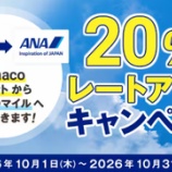『10月の交換がお得!nanacoポイントからANAマイル交換が20%増量!』の画像