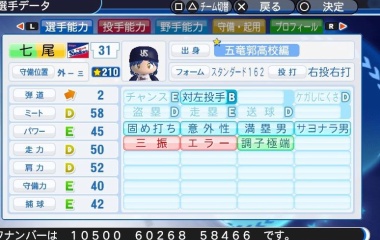 『七尾　百合子　パワプロ2018版』の画像