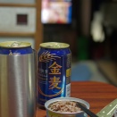 金麦　コンビーフ で　１人呑み
