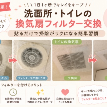 洗面所・トイレの換気扇フィルター交換｜貼るだけで掃除がラクになる簡単習慣