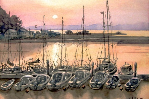 シニアから始めた透明水彩画 - 風景[ 海岸・港・湖 ]