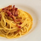本場イタリア風のカルボナーラと豚ナス巻きグリルとかの夜ごはん