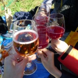 『そして最後に再び今年の2017年の収穫祭の時の様子で今年は久しぶりに気候に恵まれ今年も大自然の中でのんびり～とパートナーの相棒と皆さまはできたてワインで私はできたてのぶどうジ』の画像