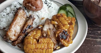 【手羽中ととうもろこしのバター醤油焼き】献立。