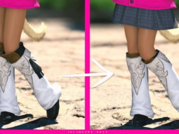 【FF14】ギャルミラプリ好きのヒカセンに朗報！ヴァレンティオンデー2026のスカート装備でとあるブーツの見た目が変化しルーズソックス化することが判明！