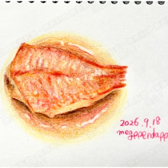 【食べ物イラスト】142 赤魚の煮付け　【色鉛筆】