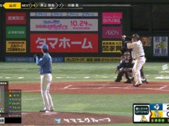 【ソフトバンク対日本ハム25回戦】ソフトバンク・山川、日本ハム・山﨑福也から第２２号ソロホームラン！１点差に詰め寄る！！！！！！！！！！！！