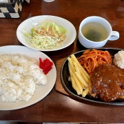 姫路　デミハンバーグ定食♪《白ばら》