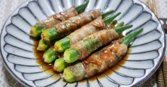 しゃぶしゃぶ用豚ロース肉で「オクラの豚肉巻き焼き」