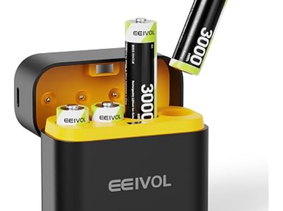 【899円】EEIVOL 単3充電池×4本 急速充電器セット TF-CD-009LDC-3000-EEIがタイムセール特価。ちゃんと使えたら激安