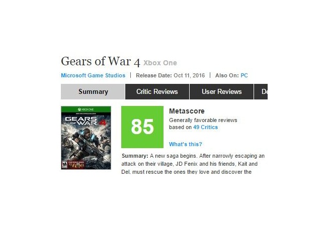 『Gears of War 4』それなりに高評価