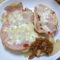 ハムチーズパンとミートポテト