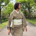 郡上紬と紙布の帯でニトリへ