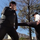 空手や拳法の稽古　214　　― 三角横蹴りの応用