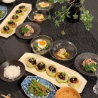 ゴーヤの肉詰めの夜ごはん