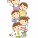 【クリップアート】一列で歩く子どもたちのイラスト