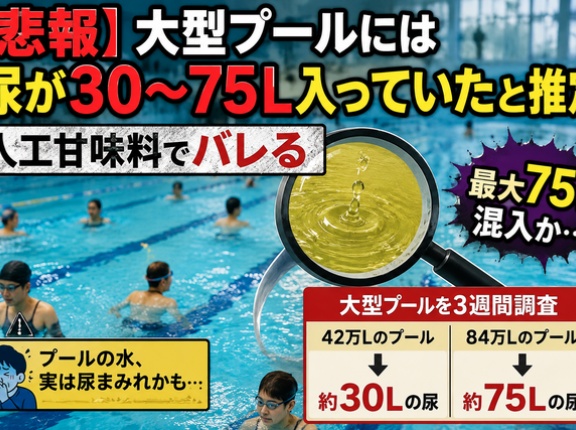 【悲報】大型プールには尿が30～75L入っていた可能性　人工甘味料でバレる