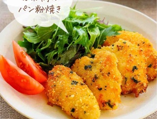 ♡カリッとしっとり！むね肉のパン粉焼き♡【#簡単レシピ #時短 #節約 #お弁当 #揚げない 】