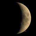 7月30日の月 - 西に傾き空が未だ明るかった（月齢5.6）