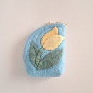 チューリップのミニポーチ　ブルー