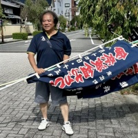 伊奈波盆おどり大会 のぼり立て作業