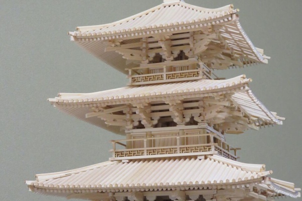 【自作品】三重塔構造模型　高さ約５５ｃｍ 自作品】 三重塔構造模型 高さ約55cm 自作品】三重塔構造模型