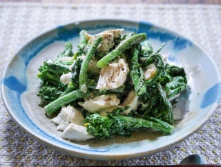 まだ売ってました菜の花「菜の花と鶏ささ身肉のレモンマヨ和え」