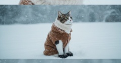 雪の中の猫ら。
