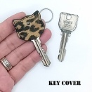 新作です大人気の猫本革レザーキーカバーヒョウ柄レオパードキーケースネコ好きの方へ鍵猫耳子猫グッズ