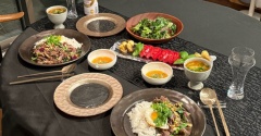 エスニック風牛コマ炒めの夜ごはん