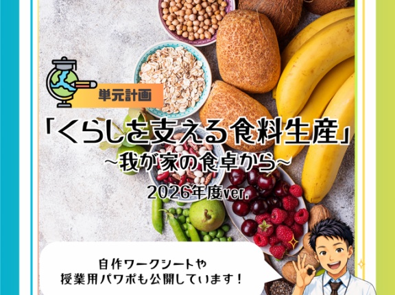 ５年「くらしを支える食料生産～我が家の食卓から～」2026年度ver.指導案（単元計画・ワークシート・資料・パワポ資料）小学校社会科