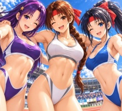 ユリ・サカザキ＆藤堂香澄＆麻宮アテナ（AIイラスト）
