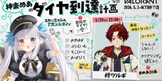 【VTuber】「神楽めあのダイヤ到達計画」新ゲストにツルギ
