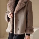 ファー付きスウェードムートンジャケット